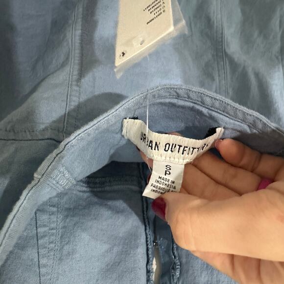 S Urban Outfitters Chambry Blue Corset Halter Top NWT Linen Blend - Picture 8 of 8